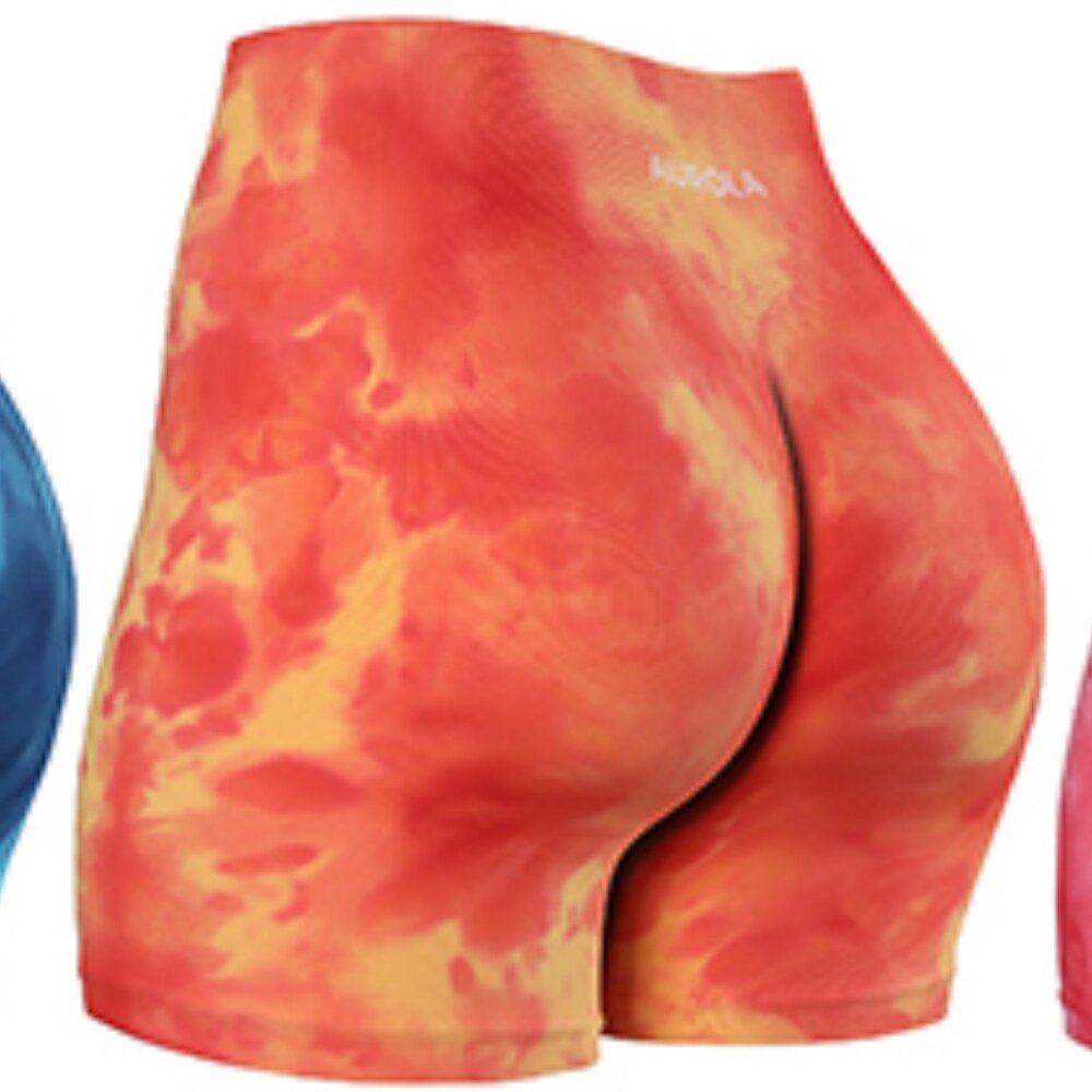 NWT AUROLA Dream Tie Dye Shorts, Orange Fire, XS Athletic/Active/Bike Shorts